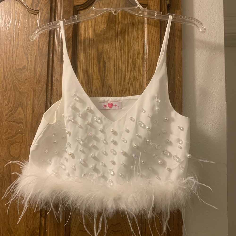 Buddy Love White Embellished Crop Camisole - XS